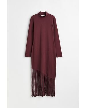 H&M Een Jurk Met Franje Langs De Randen. - Rood