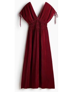 H&M Gecrinkeltes Kleid mit Kordelzug - Rot