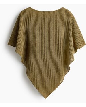 H&M Ribgebreide Poncho - Groen