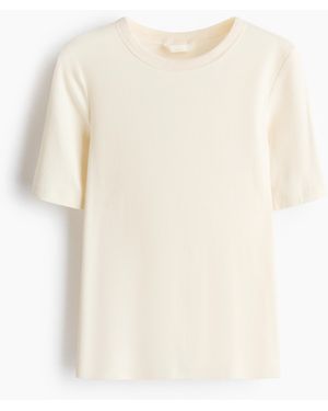 H&M Geripptes T-Shirt - Weiß