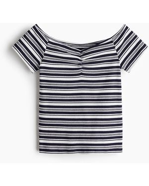 H&M Geripptes Shirt mit U-Boot-Ausschnitt - Blau