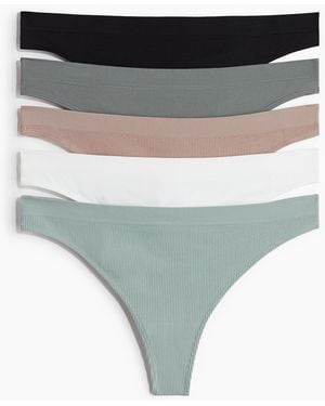 H&M 5er-Pack Tangas Seamless - Schwarz