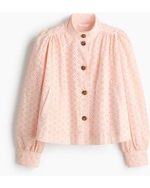 H&M Baumwolljacke mit Broderie Anglaise - Pink
