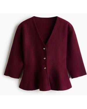 H&M Fijngebreid Vest Met Peplum - Rood