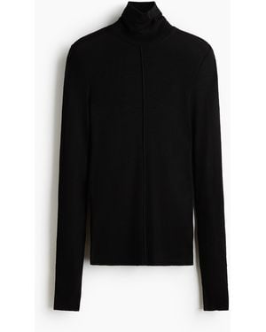 H&M Rollkragenshirt aus Merinowolle - Schwarz