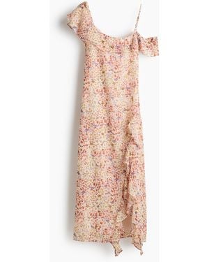 H&M Asymmetrisches Cold-Shoulder-Kleid - Weiß