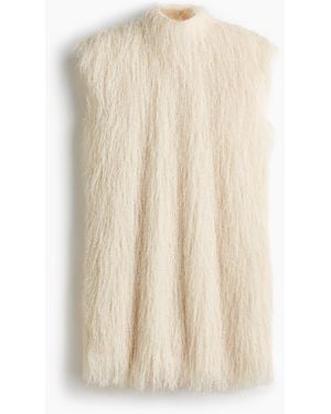 H&M Minikleid mit Schulterpolstern und Fransen - Natur