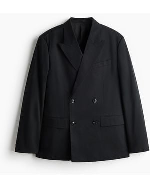 H&M Zweireihiges Jackett in Relaxed Fit - Schwarz