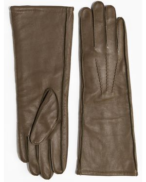 H&M Lange Lederhandschuhe - Braun