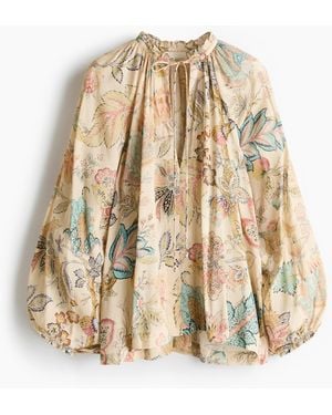 H&M Oversized Bluse aus Baumwollmischgewebe - Natur