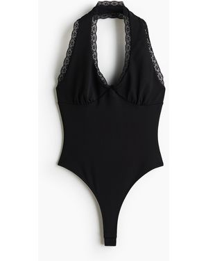 H&M Neckholder-Body mit Spitzenbesatz - Schwarz