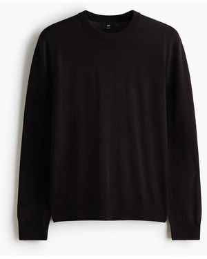 H&M Merinowollpullover in Regular Fit - Schwarz