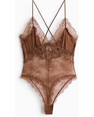 H&M Body Van Microvezel En Kant - Bruin