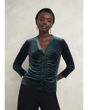 Hobbs Velvet Hattie Top - Blue
