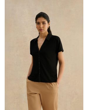 Hobbs Miley V-Neck Jersey Shirt - Natural