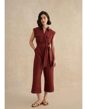 Hobbs Petite Spencer Linen Jumpsuit - Natural