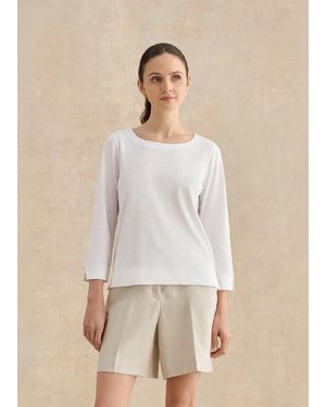 Hobbs Martie Cotton Slub 3/4 Sleeve Top - Natural