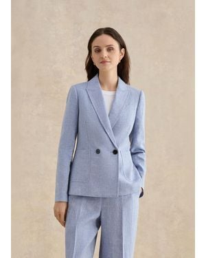 Hobbs Petite Estella Linen Jacket - Blue