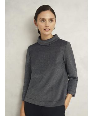 Hobbs Tali Sparkle 3/4 Sleeve Roll Neck Top - Grey