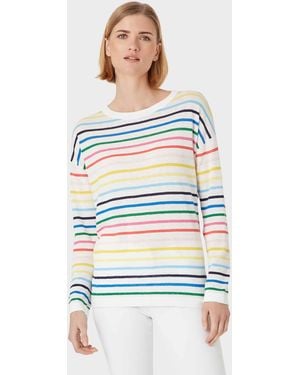 Hobbs Linen Cotton Stripe Jumper - Grey