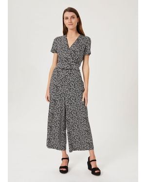 Hobbs Darcie Jersey Animal Cropped Jumpsuit - Black