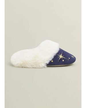 Hobbs Dominica Embroiderd Slippers - Blue