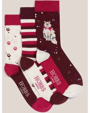 Hobbs Scarf Cat Sock Set - Red