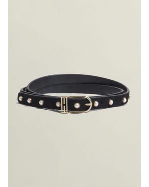 Hobbs Frederica Pearl Embelished Belt - Black