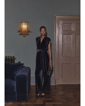 Hobbs Velvet Jumpsuit - Blue