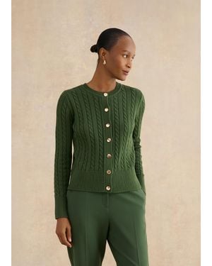 Hobbs Penrose Cotton Cable Cardigan - Green