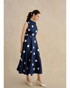 Hobbs Mia Satin Spot Dress - Blue