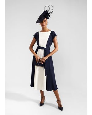 Hobbs Emery Tie Belted Midi Dress - Blue