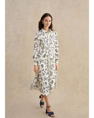 Hobbs Ashleen Pleated Dress - Natural