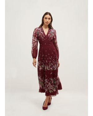 Hobbs Maeve Floral Silk Dress - Red