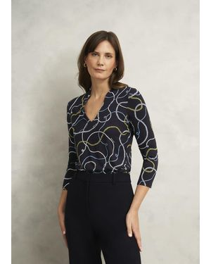 Hobbs Aimee Printed Top - Blue