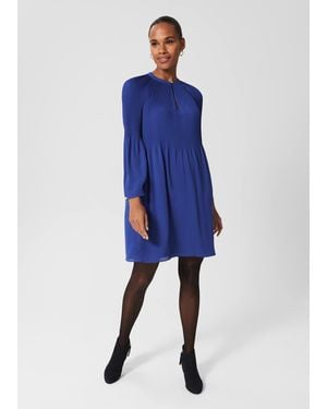 Hobbs Mimi Pleat Dress - Blue