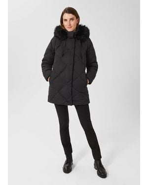 Hobbs Loren Puffer Jacket With Hood - Black
