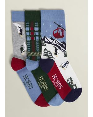 Hobbs Colourful Tartan Winter Sock Set - Blue
