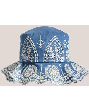 Hobbs Flavia Embroidered Hat - Blue