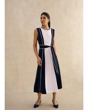 Hobbs Petite Louise Colourblock Dress - Blue