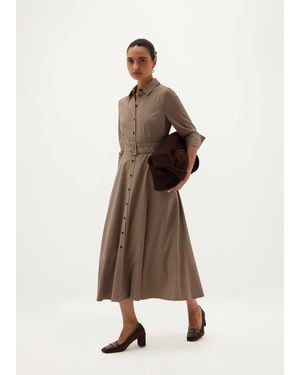 Hobbs Maura Check Belted Dress - Natural