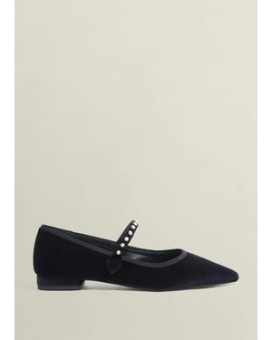 Hobbs Juliana Velvet Point Toe Flats - White