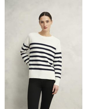 Hobbs Amoura Striped Cotton Jumper - White