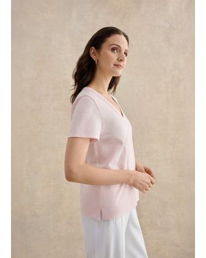 Hobbs Arianna Cotton Slub V Neck T-Shirt - Natural