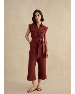Hobbs Petite Spencer Linen Jumpsuit - Natural