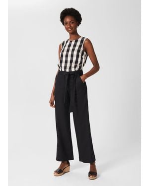 Hobbs Jacqui Wide Leg Linen Trousers - White