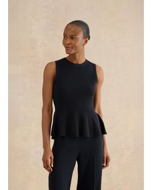 Hobbs Bowes Ribbed Peplum Top - Blue