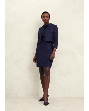 Hobbs Prisha Sequin Tweed Jacket - Blue