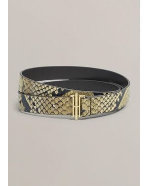 Hobbs Nala Skinny Snake Printed Leather Belt - Grey