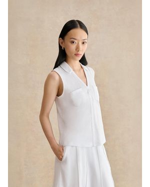 Hobbs Anais Cotton Slub Sleeveless Slub Shirt - Natural